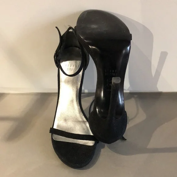 Stuart Weitzman Nudist Black Goosebump Napa Sandals - Picture 5 of 13